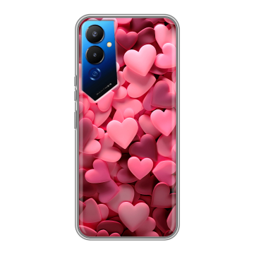 Силиконовый чехол на Tecno Pova 4 с принтом розовые сердечки Силиконовый чехол на Tecno Pova 4 с принтом розовые сердечки