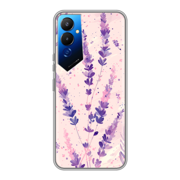 Силиконовый чехол на Tecno Pova 4 с принтом цветы лаванда Силиконовый чехол на Tecno Pova 4 с принтом цветы лаванда