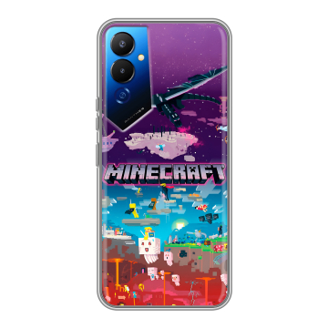 Силиконовый чехол на Tecno Pova 4 с принтом Майнкрафт Minecraft Силиконовый чехол на Tecno Pova 4 с принтом Майнкрафт Minecraft