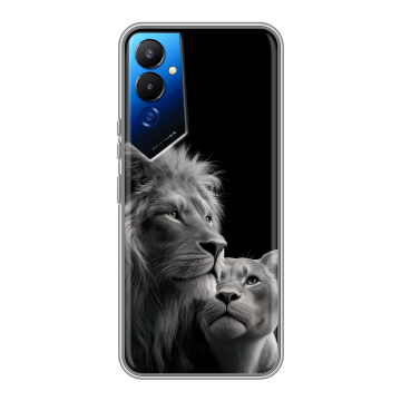 Силиконовый чехол на Tecno Pova 4 с принтом Лев кошки Силиконовый чехол на Tecno Pova 4 с принтом Лев кошки