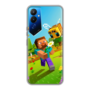 Силиконовый чехол на Tecno Pova 4 с принтом Майнкрафт Minecraft Силиконовый чехол на Tecno Pova 4 с принтом Майнкрафт Minecraft