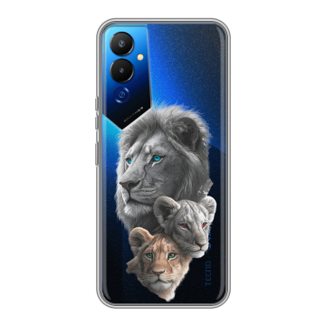Силиконовый чехол на Tecno Pova 4 с принтом Львы Силиконовый чехол на Tecno Pova 4 с принтом Львы