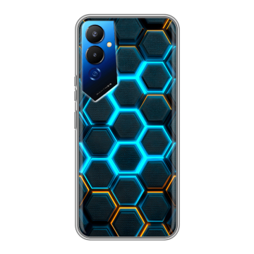 Силиконовый чехол на Tecno Pova 4 с принтом Неоновые соты Силиконовый чехол на Tecno Pova 4 с принтом Неоновые соты