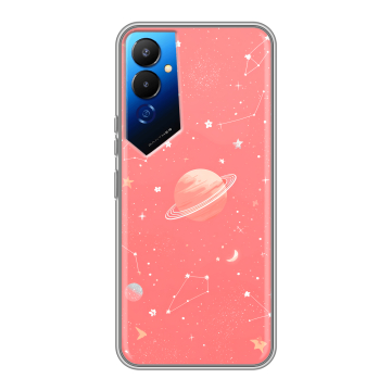 Силиконовый чехол на Tecno Pova 4 с принтом Розовый космос Силиконовый чехол на Tecno Pova 4 с принтом Розовый космос