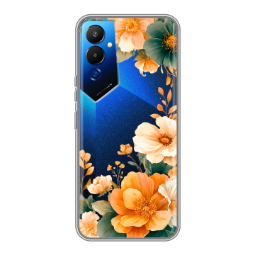Силиконовый чехол на Tecno Pova 4 с принтом Цветы принт Силиконовый чехол на Tecno Pova 4 с принтом Цветы принт