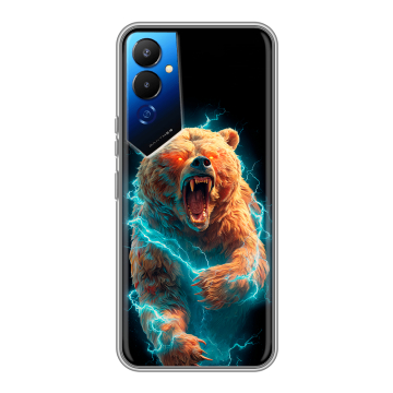 Силиконовый чехол на Tecno Pova 4 с принтом Медведь Силиконовый чехол на Tecno Pova 4 с принтом Медведь