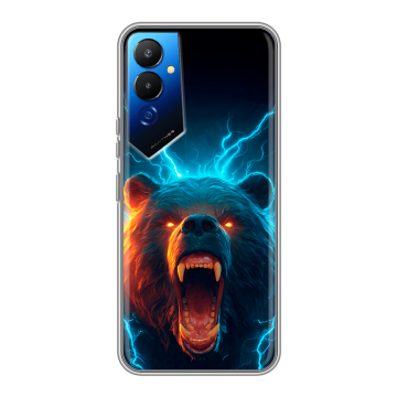 Силиконовый чехол на Tecno Pova 4 с принтом Медведь Силиконовый чехол на Tecno Pova 4 с принтом Медведь
