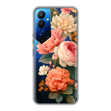 Силиконовый чехол на Tecno Pova 4 с принтом цветы Силиконовый чехол на Tecno Pova 4 с принтом цветы