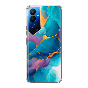 Силиконовый чехол на Tecno Pova 4 с принтом Мрамор блестки Силиконовый чехол на Tecno Pova 4 с принтом Мрамор блестки