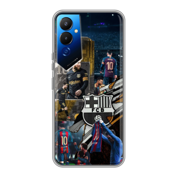 Силиконовый чехол на Tecno Pova 4 с принтом Messi Barcelona Силиконовый чехол на Tecno Pova 4 с принтом Messi Barcelona