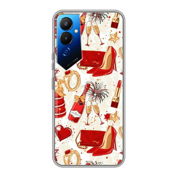 Силиконовый чехол на Tecno Pova 4 с принтом Новый год Силиконовый чехол на Tecno Pova 4 с принтом Новый год