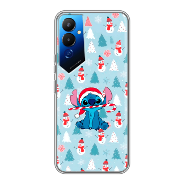 Силиконовый чехол на Tecno Pova 4 с принтом Стич Новый год Силиконовый чехол на Tecno Pova 4 с принтом Стич Новый год