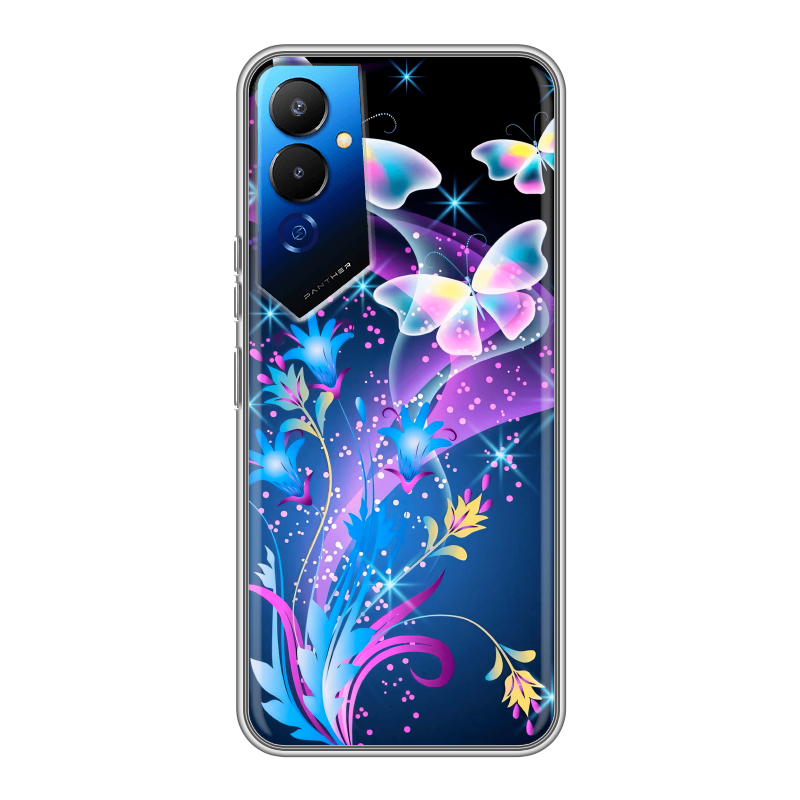 Силиконовый чехол на Tecno Pova 4 с принтом Бабочки Силиконовый чехол на Tecno Pova 4 с принтом Бабочки