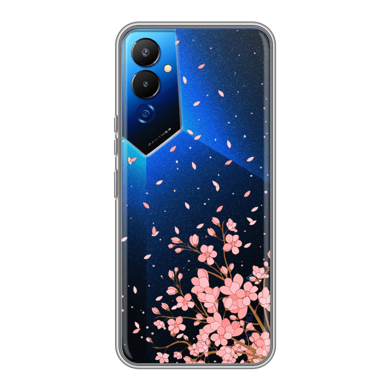 Силиконовый чехол на Tecno Pova 4 с принтом Ветка сакуры Силиконовый чехол на Tecno Pova 4 с принтом Ветка сакуры