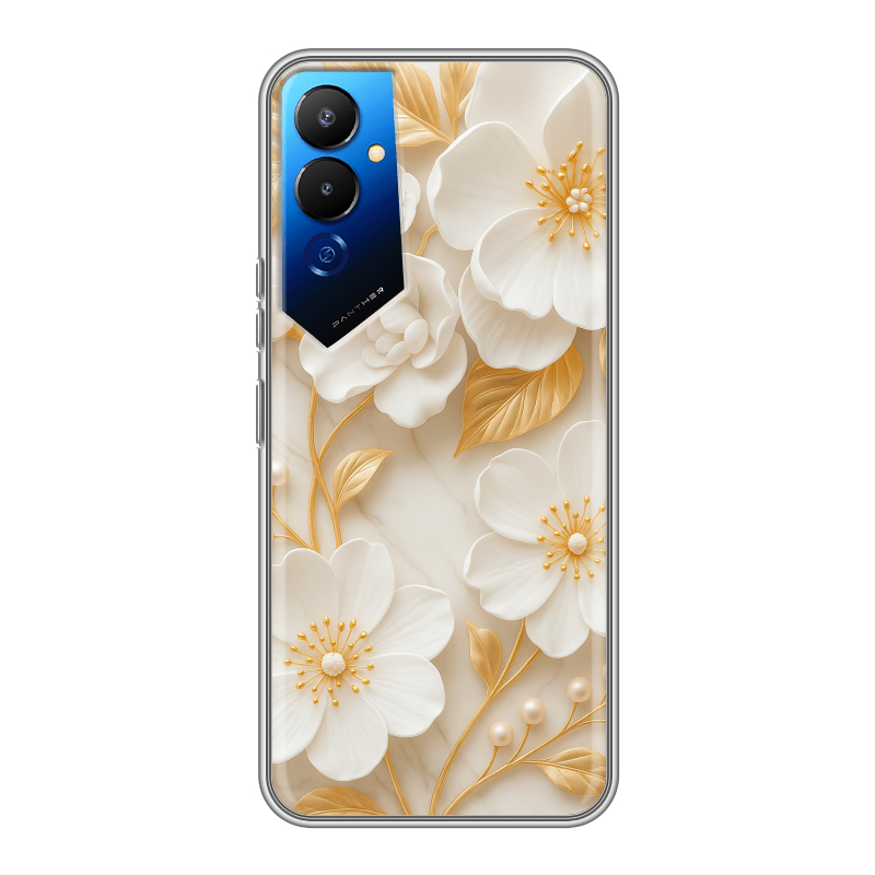 Силиконовый чехол на Tecno Pova 4 с принтом Цветы Силиконовый чехол на Tecno Pova 4 с принтом Цветы