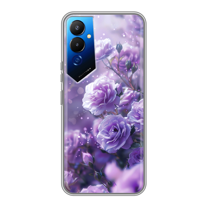 Силиконовый чехол на Tecno Pova 4 с принтом Розы цветы Силиконовый чехол на Tecno Pova 4 с принтом Розы цветы