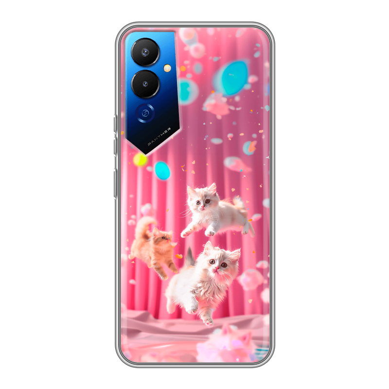 Силиконовый чехол на Tecno Pova 4 с принтом милые котики Силиконовый чехол на Tecno Pova 4 с принтом милые котики