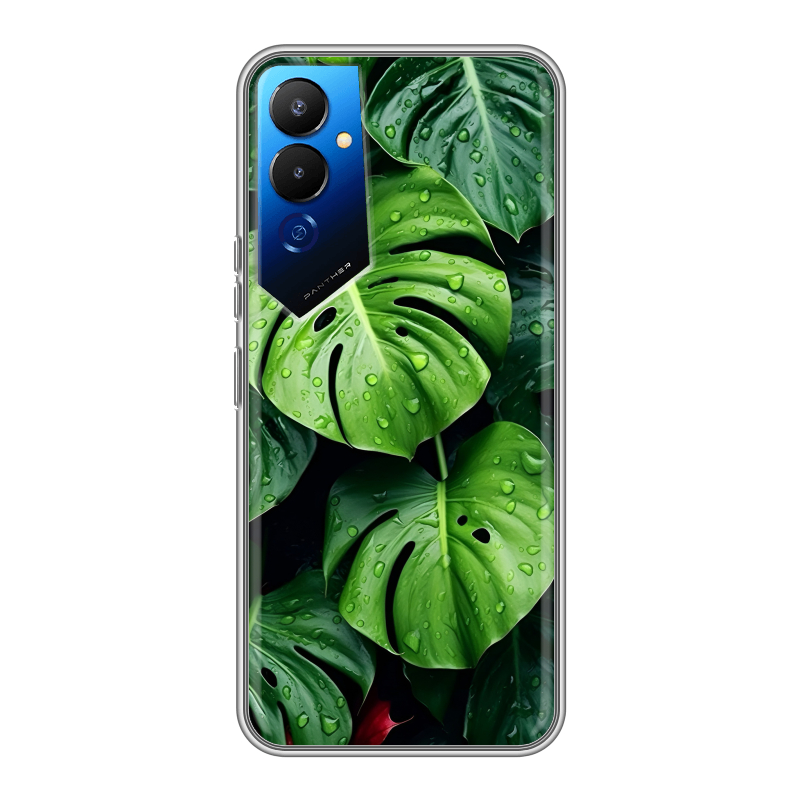Силиконовый чехол на Tecno Pova 4 с принтом Листья Силиконовый чехол на Tecno Pova 4 с принтом Листья