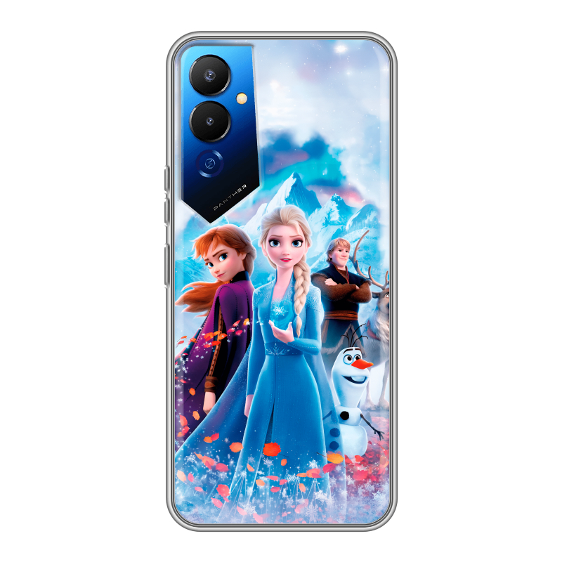 Силиконовый чехол на Tecno Pova 4 с принтом Холодное сердце Frozen Силиконовый чехол на Tecno Pova 4 с принтом Холодное сердце Frozen