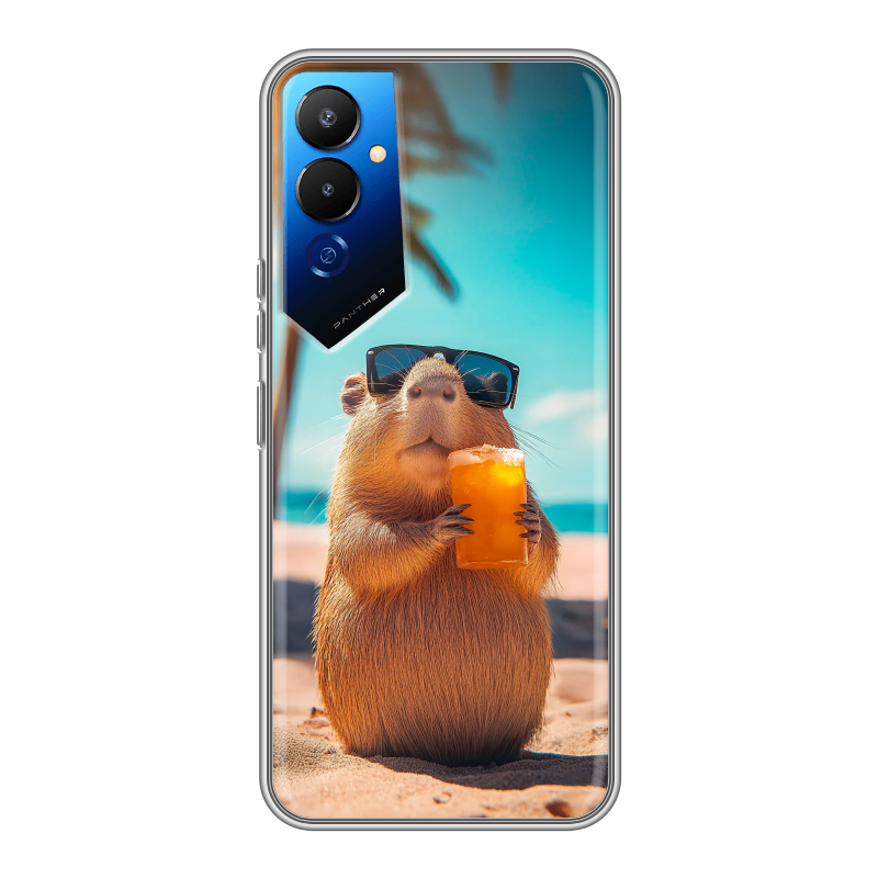 Силиконовый чехол на Tecno Pova 4 с принтом Капибара Силиконовый чехол на Tecno Pova 4 с принтом Капибара