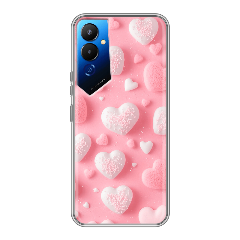 Силиконовый чехол на Tecno Pova 4 с принтом Сердечки Силиконовый чехол на Tecno Pova 4 с принтом Сердечки