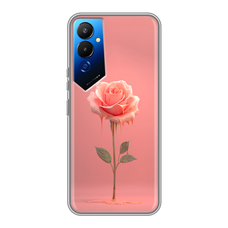 Силиконовый чехол на Tecno Pova 4 с принтом Розовая роза Силиконовый чехол на Tecno Pova 4 с принтом Розовая роза