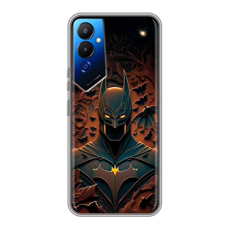 Силиконовый чехол на Tecno Pova 4 с принтом Batman Бэтмен Силиконовый чехол на Tecno Pova 4 с принтом Batman Бэтмен