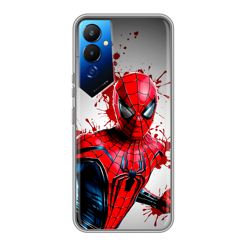 Силиконовый чехол на Tecno Pova 4 с принтом Spiderman Человек паук Силиконовый чехол на Tecno Pova 4 с принтом Spiderman Человек паук