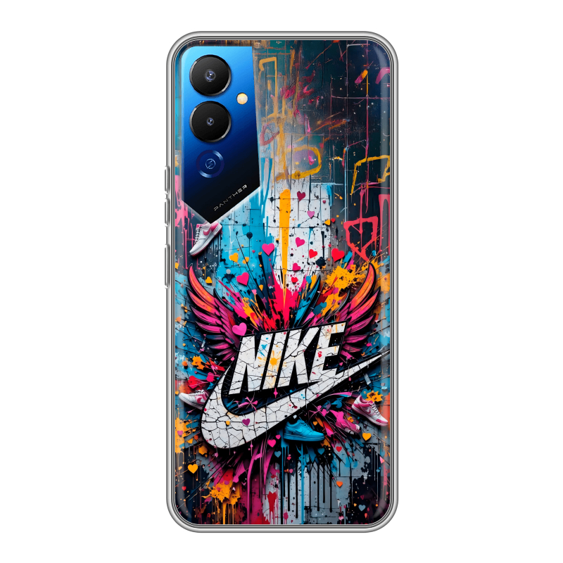 Силиконовый чехол на Tecno Pova 4 с принтом Nike Найк Силиконовый чехол на Tecno Pova 4 с принтом Nike Найк
