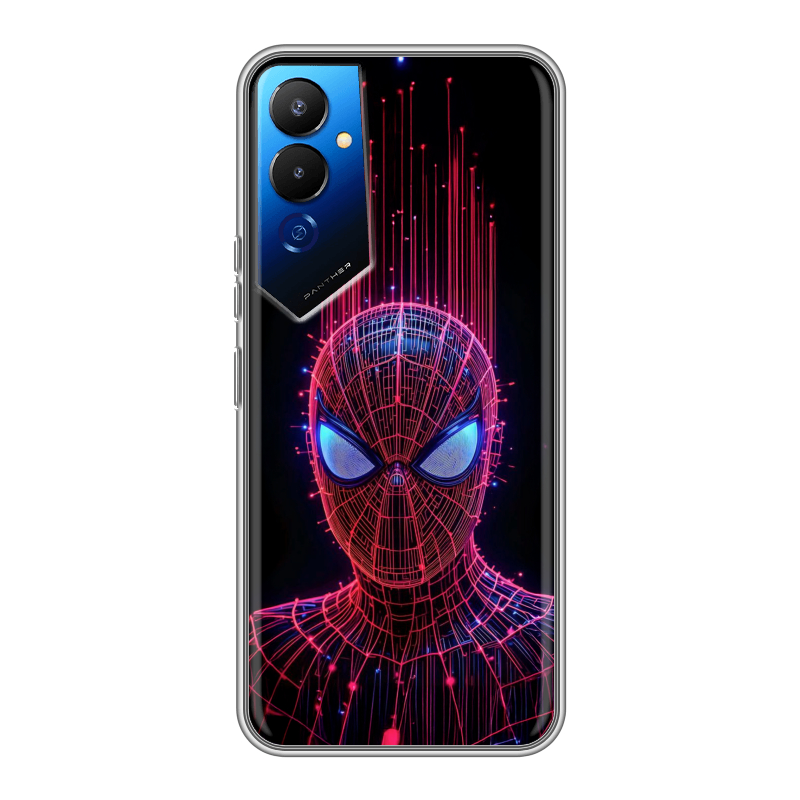 Силиконовый чехол на Tecno Pova 4 с принтом Spiderman Человек паук Силиконовый чехол на Tecno Pova 4 с принтом Spiderman Человек паук