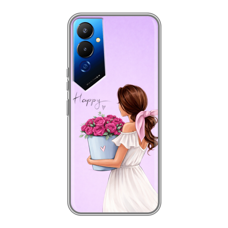 Силиконовый чехол на Tecno Pova 4 с принтом женский Силиконовый чехол на Tecno Pova 4 с принтом женский