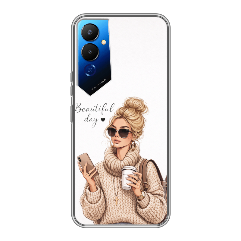 Силиконовый чехол на Tecno Pova 4 с принтом женский Силиконовый чехол на Tecno Pova 4 с принтом женский