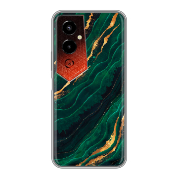 Силиконовый чехол на Tecno Pova 4 Pro с принтом Мрамор зеленое золото