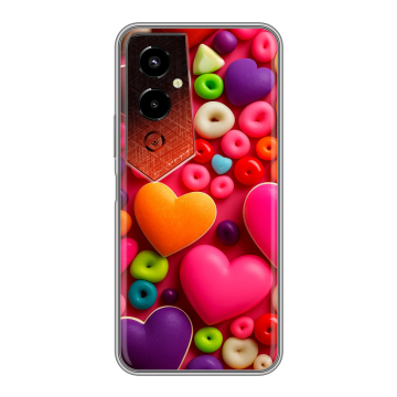 Силиконовый чехол на Tecno Pova 4 Pro с принтом Сердечки