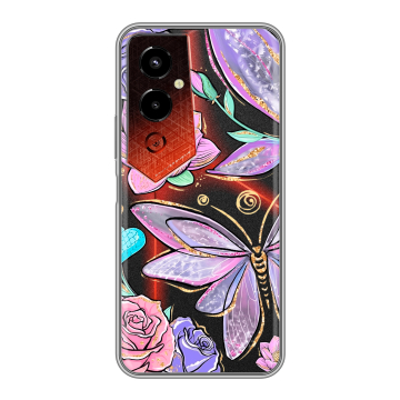 Силиконовый чехол на Tecno Pova 4 Pro с принтом Бабочки и цветы
