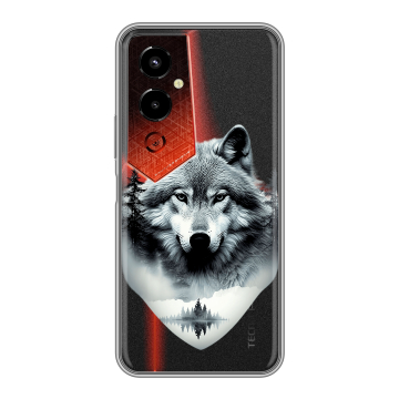 Силиконовый чехол на Tecno Pova 4 Pro с принтом Волк в лесу Силиконовый чехол на Tecno Pova 4 Pro с принтом Волк в лесу