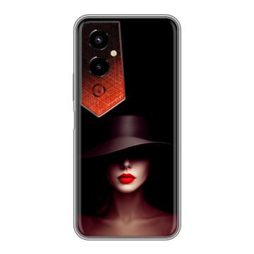 Силиконовый чехол на Tecno Pova 4 Pro с принтом Девушка в шляпе Силиконовый чехол на Tecno Pova 4 Pro с принтом Девушка в шляпе