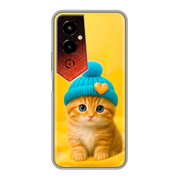 Силиконовый чехол на Tecno Pova 4 Pro с принтом Котенок в шапке