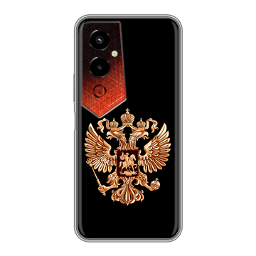 Силиконовый чехол на Tecno Pova 4 Pro с принтом Герб России золотой