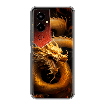 Силиконовый чехол на Tecno Pova 4 Pro с принтом Золотой дракон