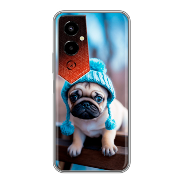 Силиконовый чехол на Tecno Pova 4 Pro с принтом Мопс в шапке Силиконовый чехол на Tecno Pova 4 Pro с принтом Мопс в шапке