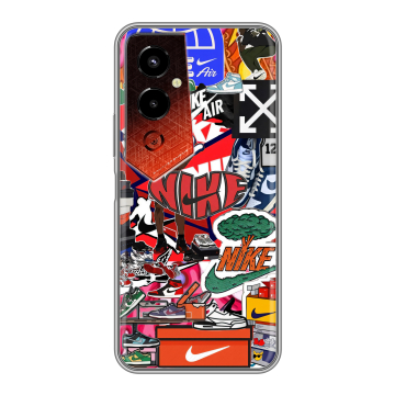 Силиконовый чехол на Tecno Pova 4 Pro с принтом Найк Nike яркий