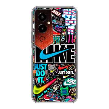 Силиконовый чехол на Tecno Pova 4 Pro с принтом найк nike черный
