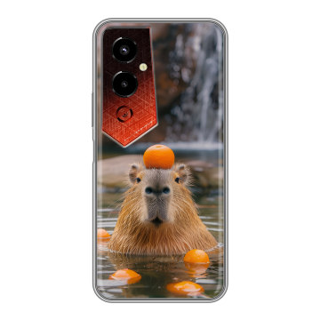 Силиконовый чехол на Tecno Pova 4 Pro с принтом Капибара с апельсином