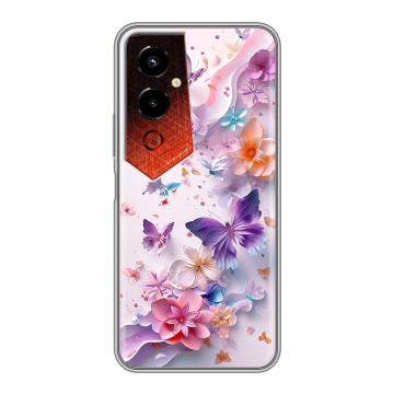 Силиконовый чехол на Tecno Pova 4 Pro с принтом цветы бабочки