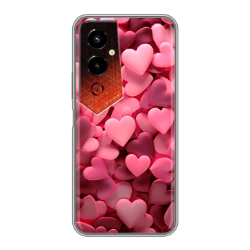 Силиконовый чехол на Tecno Pova 4 Pro с принтом розовые сердечки Силиконовый чехол на Tecno Pova 4 Pro с принтом розовые сердечки