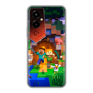 Силиконовый чехол на Tecno Pova 4 Pro с принтом Майнкрафт Minecraft