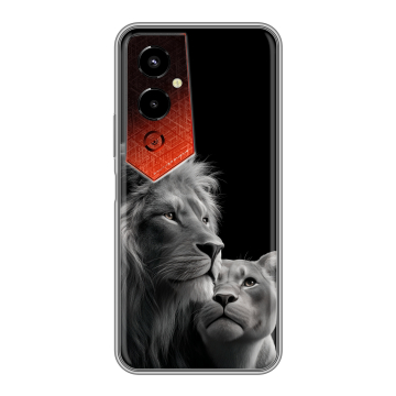 Силиконовый чехол на Tecno Pova 4 Pro с принтом Лев кошки