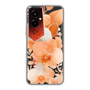 Силиконовый чехол на Tecno Pova 4 Pro с принтом Бежевые цветы