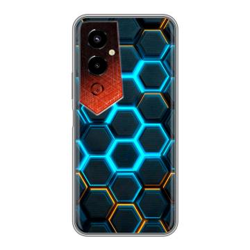 Силиконовый чехол на Tecno Pova 4 Pro с принтом Неоновые соты